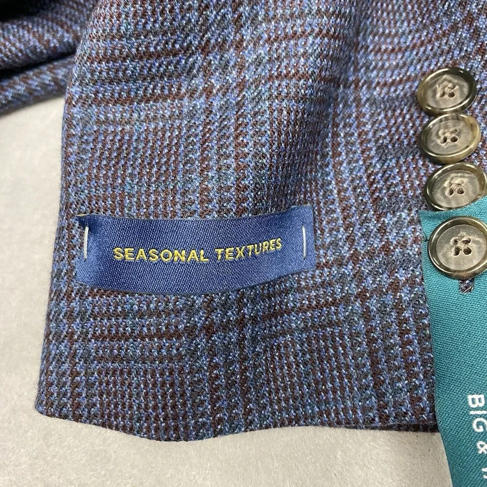 Stafford Jacket Mens 54R Blue 2 Blazer Glen Plaid Wool Blend Sport Coat